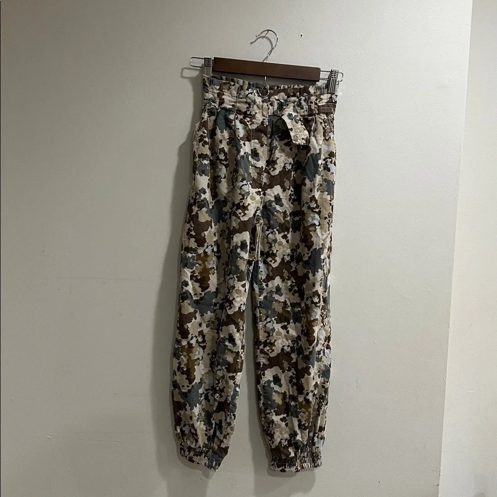 Zara Kids Girls Camouflage Joggers - Brown and Cream